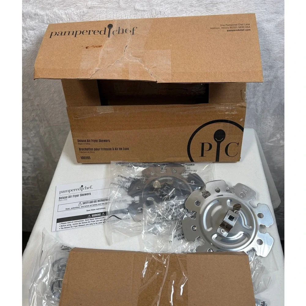 Pampered Chef Deluxe Air Fryer Skewers 100285 Silver Stainless Steel NEW (Open)